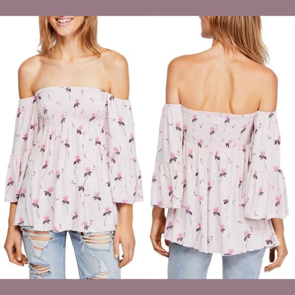 NWT $98 Free People [ XS ] Lana Off the Shoulder‎ Tunic Top in Cloud Berry - Picture 1 of 12